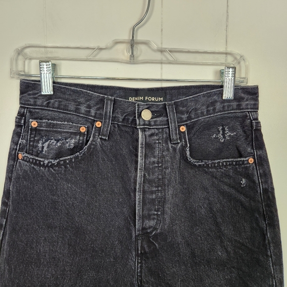 Aritzia Denim Forum Joni High Rise Loose Straight Leg Jeans Black Button Fly 25 - Picture 5 of 16